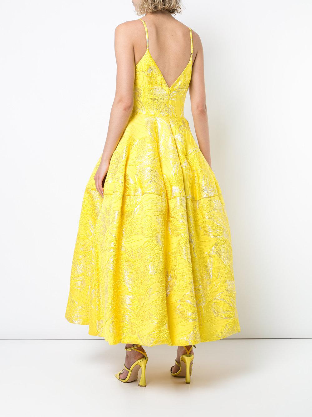 Siriano Flared Midi Dress In Yellow Lyst Siriano Yellow Flared Midi Dress Lyst View Fullscreen