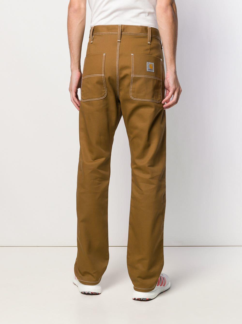 Carhartt WIP Cotton Contrast Stitch Trousers in Brown for Men | Lyst