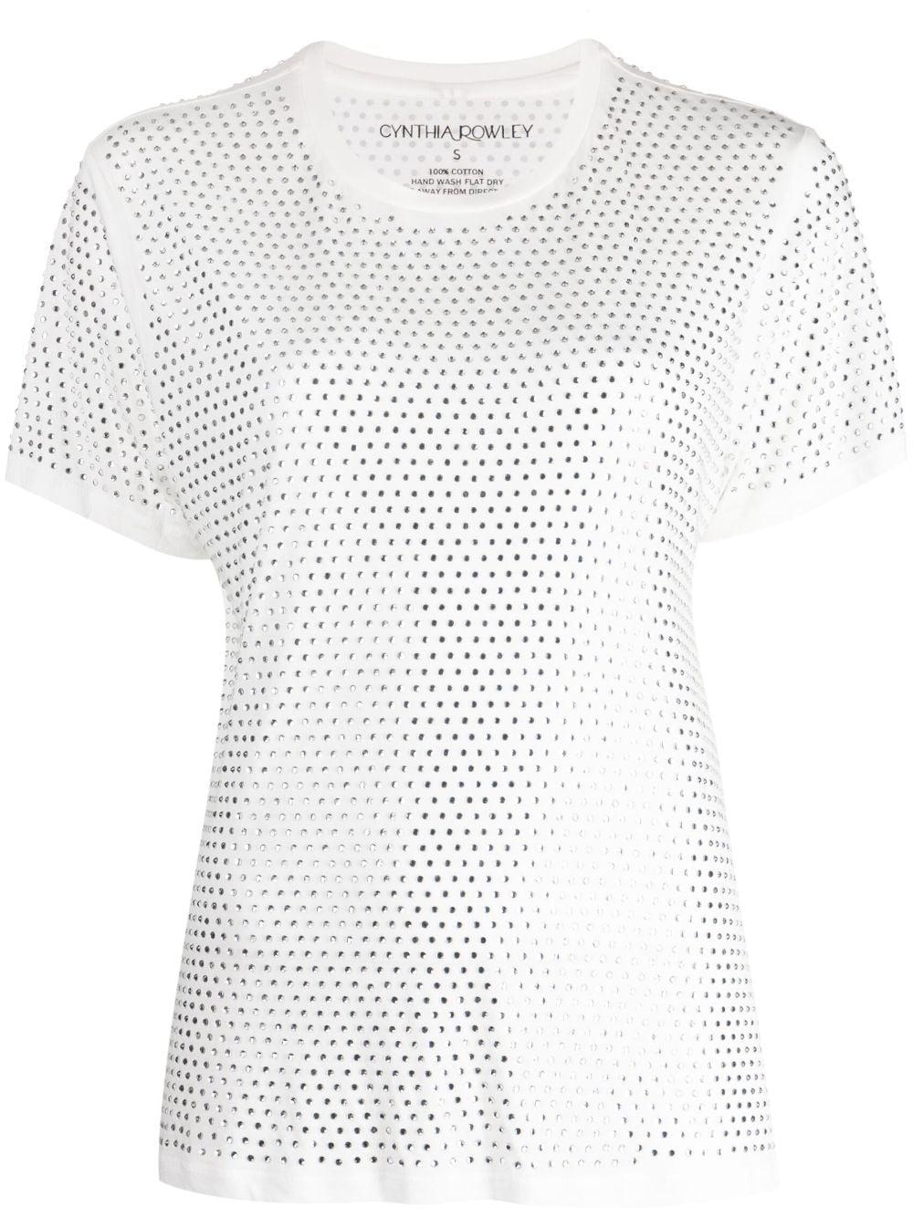 Cynthia Rowley Crystal-embellished Cotton T-shirt in White | Lyst