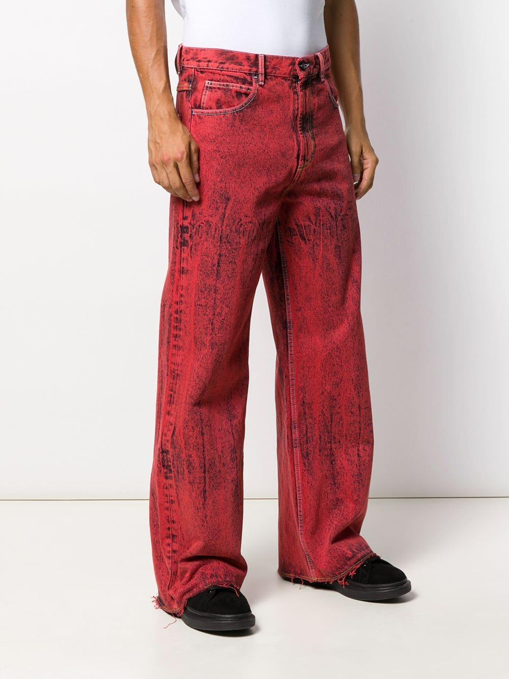 Marni Denim Dyed Wide Leg Jeans in Red 