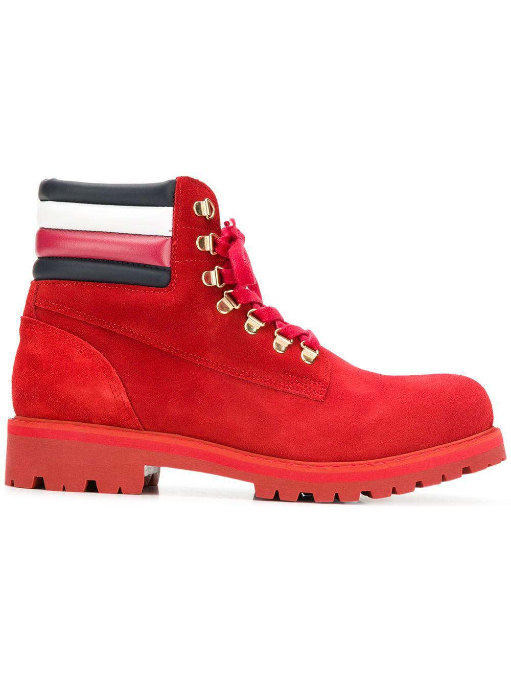 Botas con cordones Tommy Hilfiger de Algodón de color Rojo para hombre |  Lyst