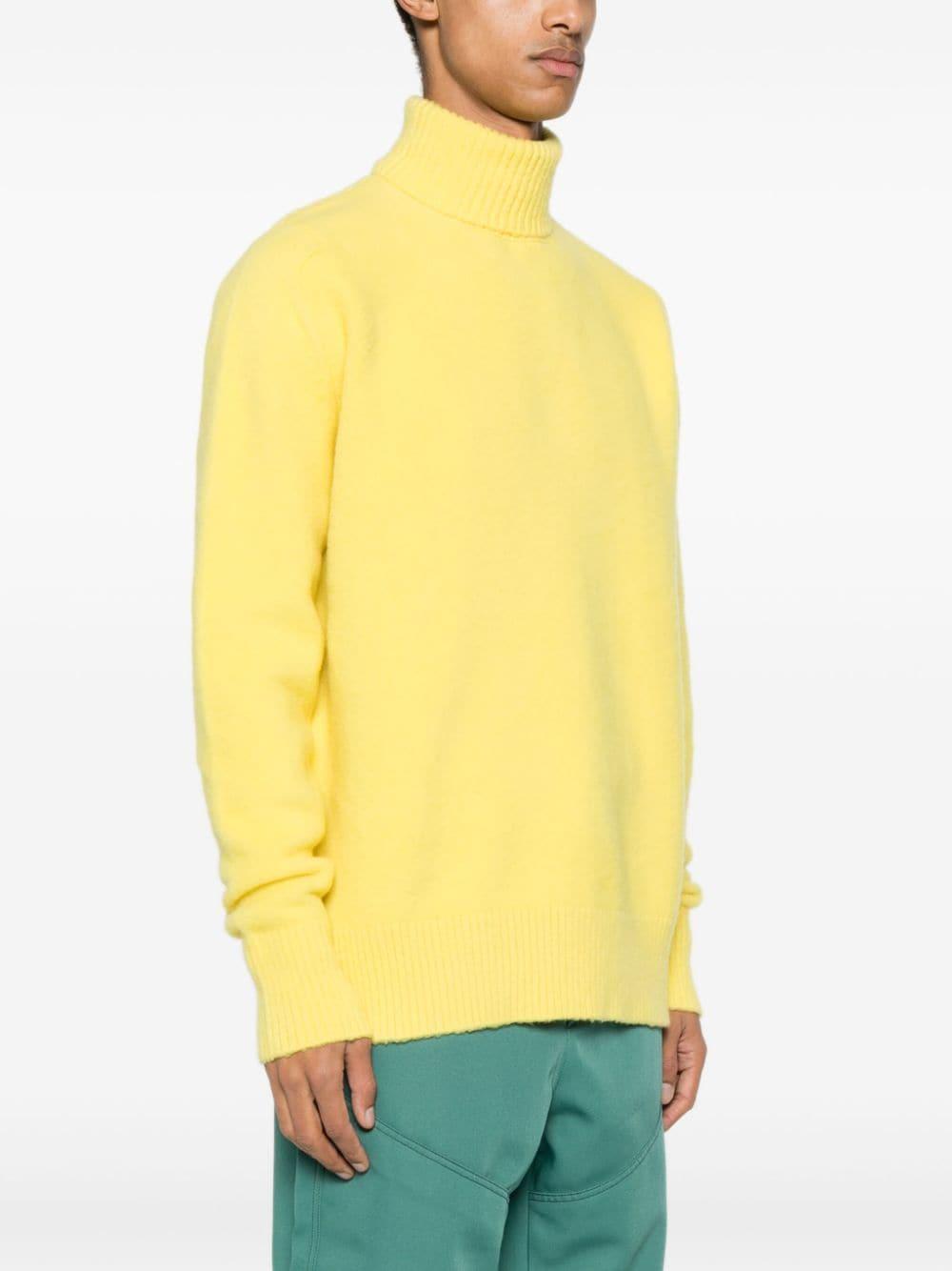 Mens yellow shop roll neck jumper