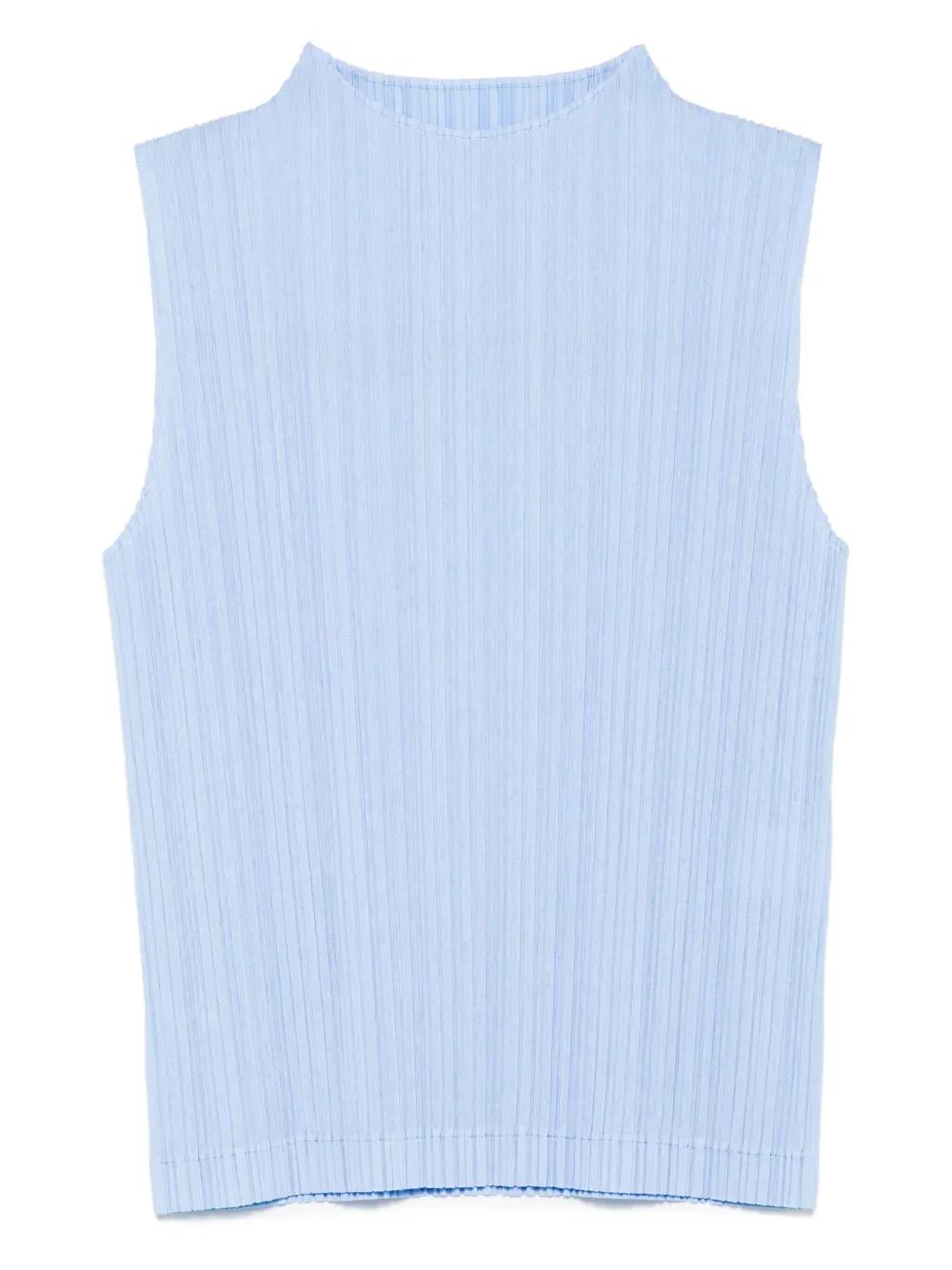 Pleats Please Issey Miyake Ramie Pleats Top in Blue | Lyst