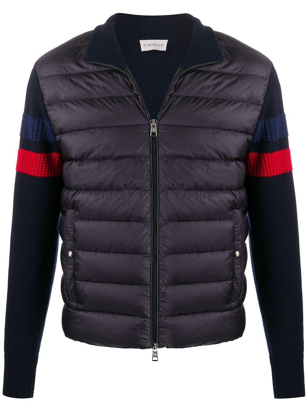 Moncler Wool Padded Cardigan in Blue for Men - Lyst