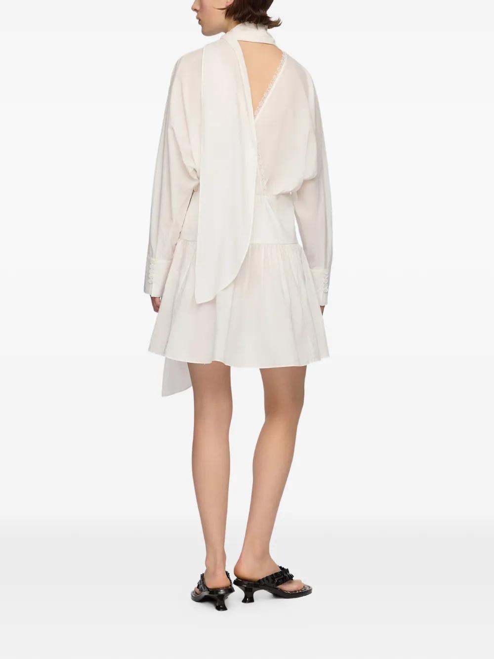 knee length dresses for ladies Ganni (Cotton Poplin Tie String Mini Dress) White main image 0