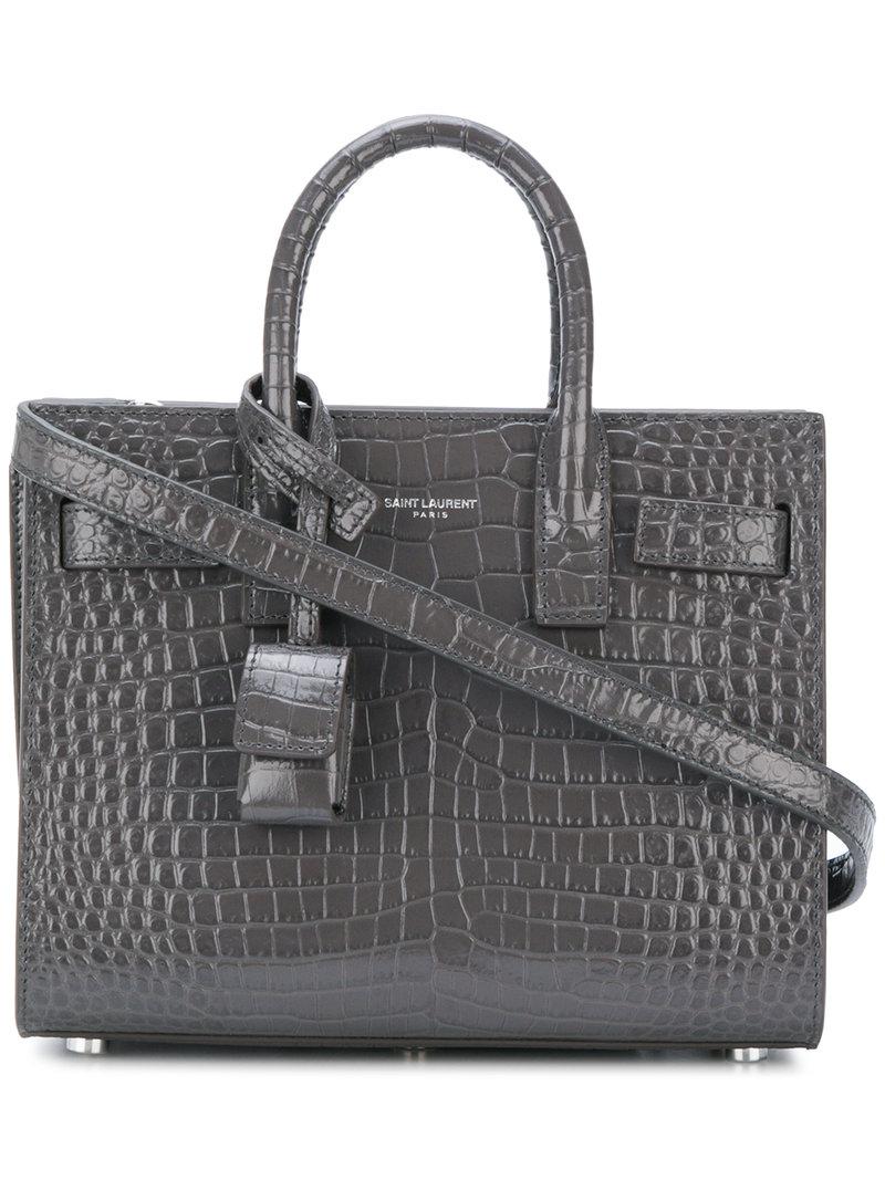 Saint Laurent Sac de Jour Bag Crocodile Embossed Leather Baby