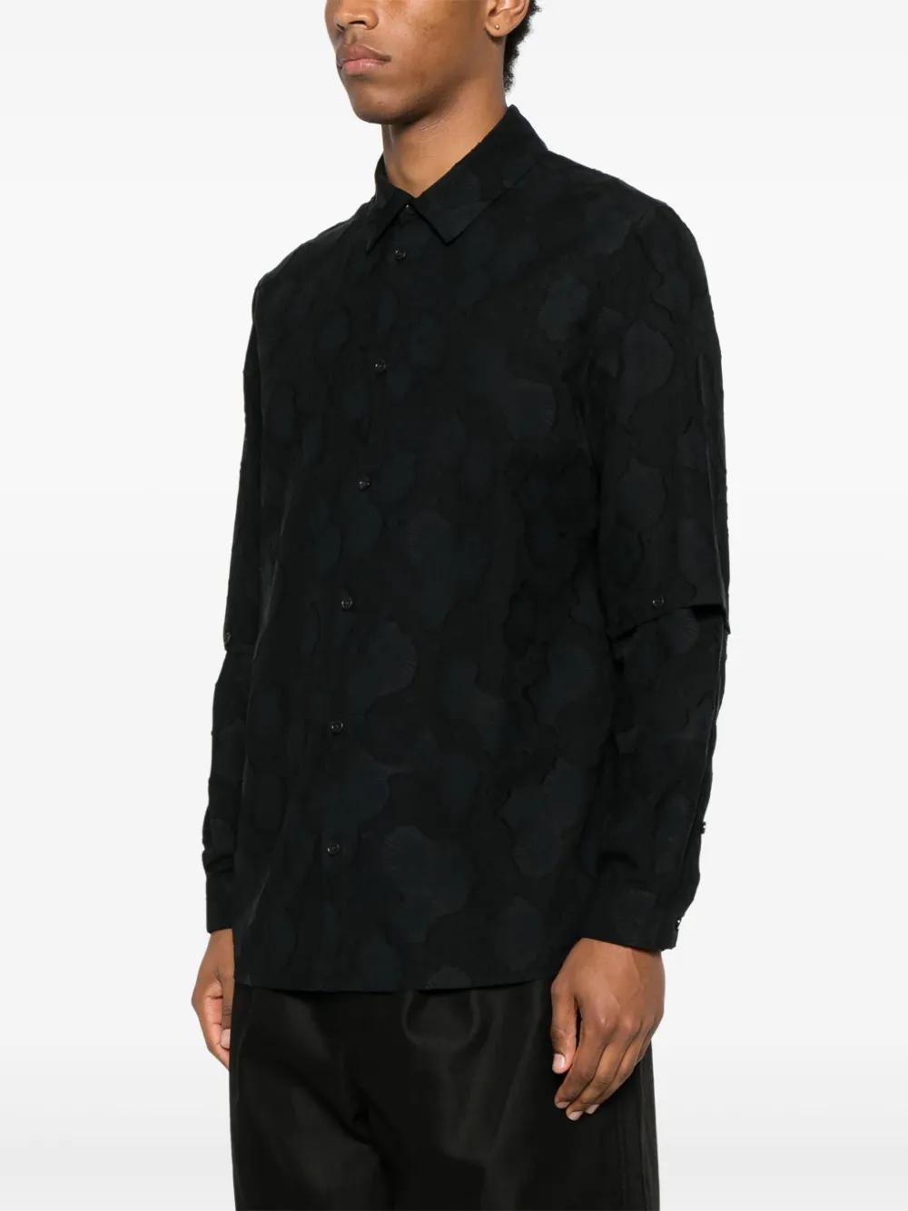 HENRIK VIBSKOV シャツ Knight Plisse Shirt in Dark Tetris Drips