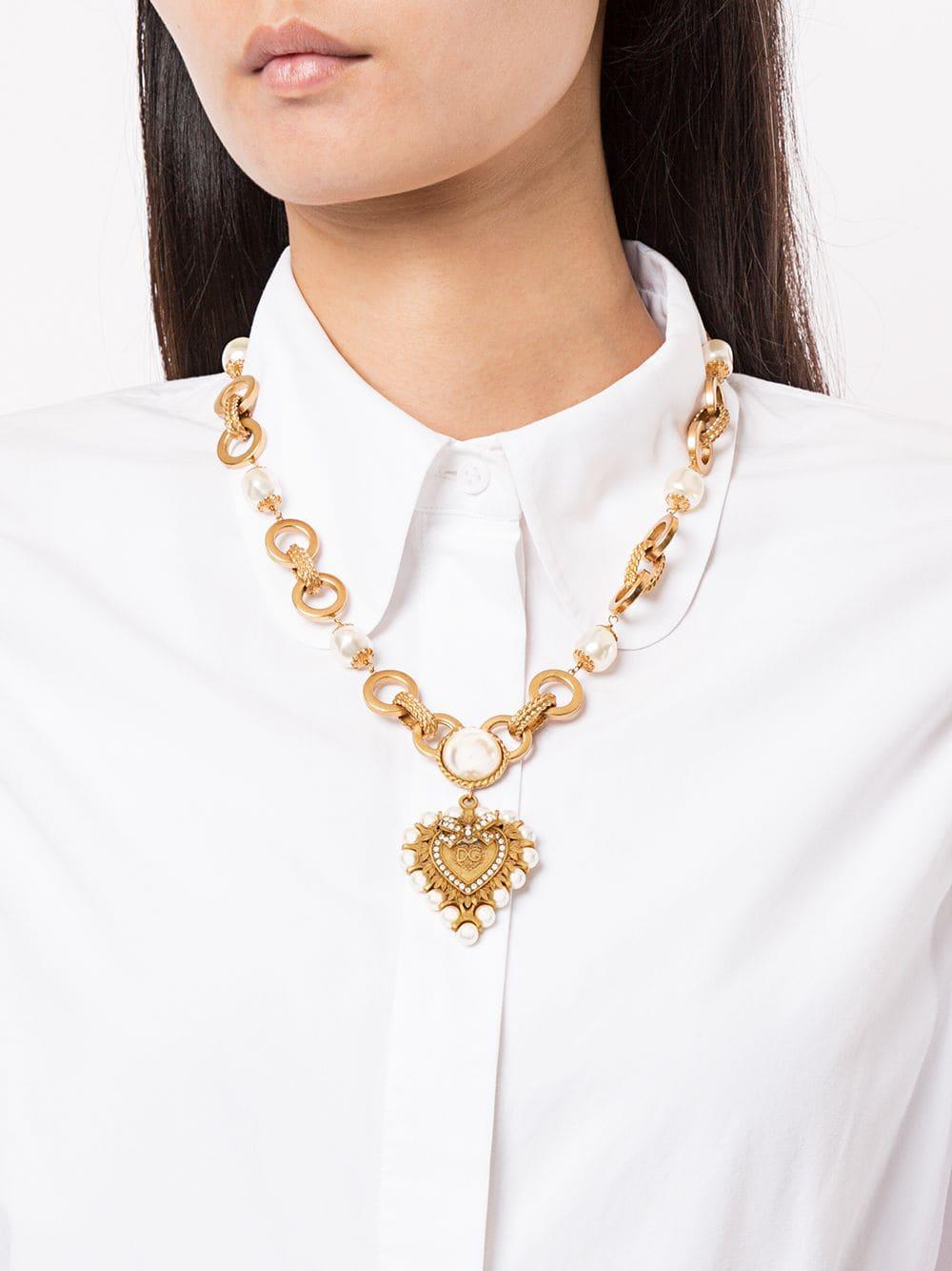 Dolce & Gabbana Dg Heart Plaque Necklace in Gold (Metallic) Lyst