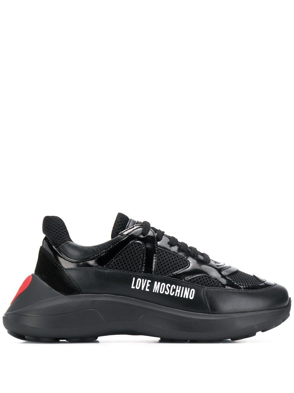 Love Moschino Heart Running Sneakers in Black | Lyst