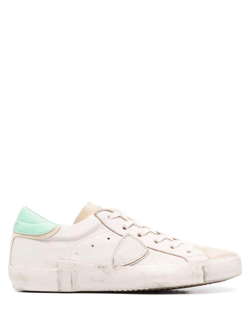 Philippe Model Paris Calf-leather Distressed-finish Sneakers in White | Lyst