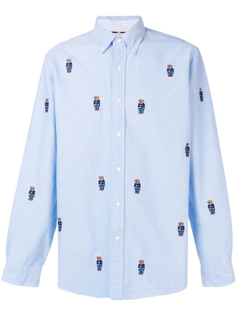 Polo Ralph Lauren All Over Polo Bear Custom Oxford Shirt in Blue for Men |  Lyst