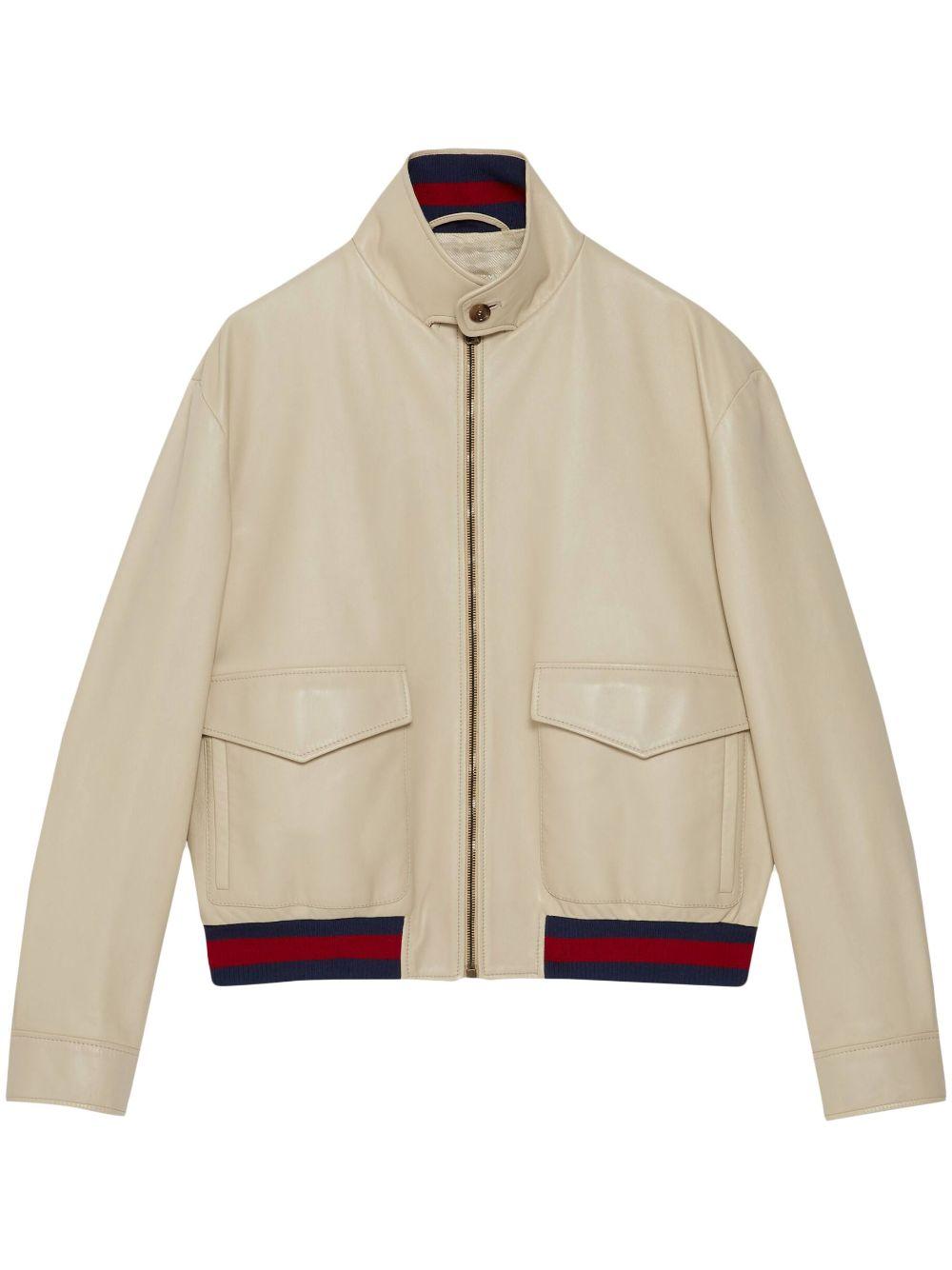 Veste bomber en cuir d tails ray s Gucci pour homme en coloris
