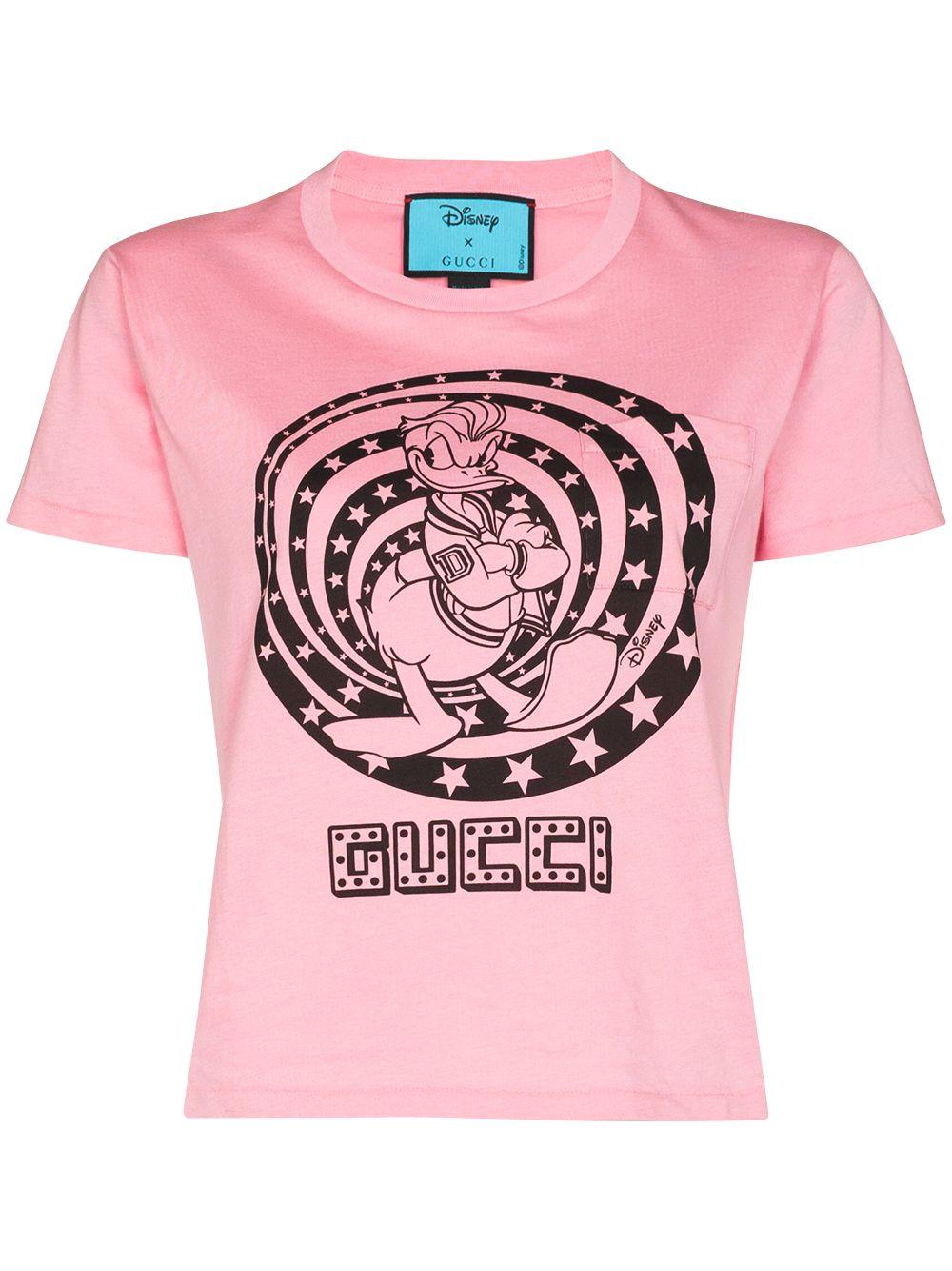 Gucci X Disney Donald Duck Cropped T-shirt in Pink | Lyst