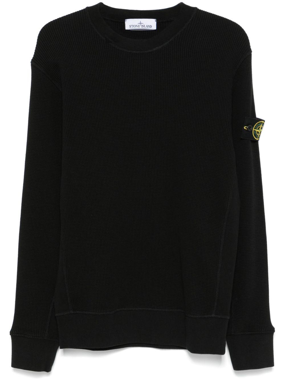 Stone Island Waffle-Knit Sweater in Black for Men | Lyst