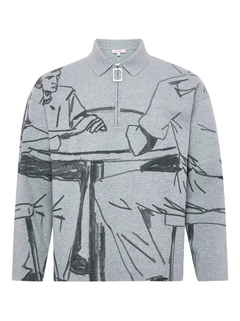 JW ANDERSON Melangテδィ Ivory Stretch Cotton Sweatshirt J.W. Anderson Cotton Sweatshirt With Logo JW Anderson