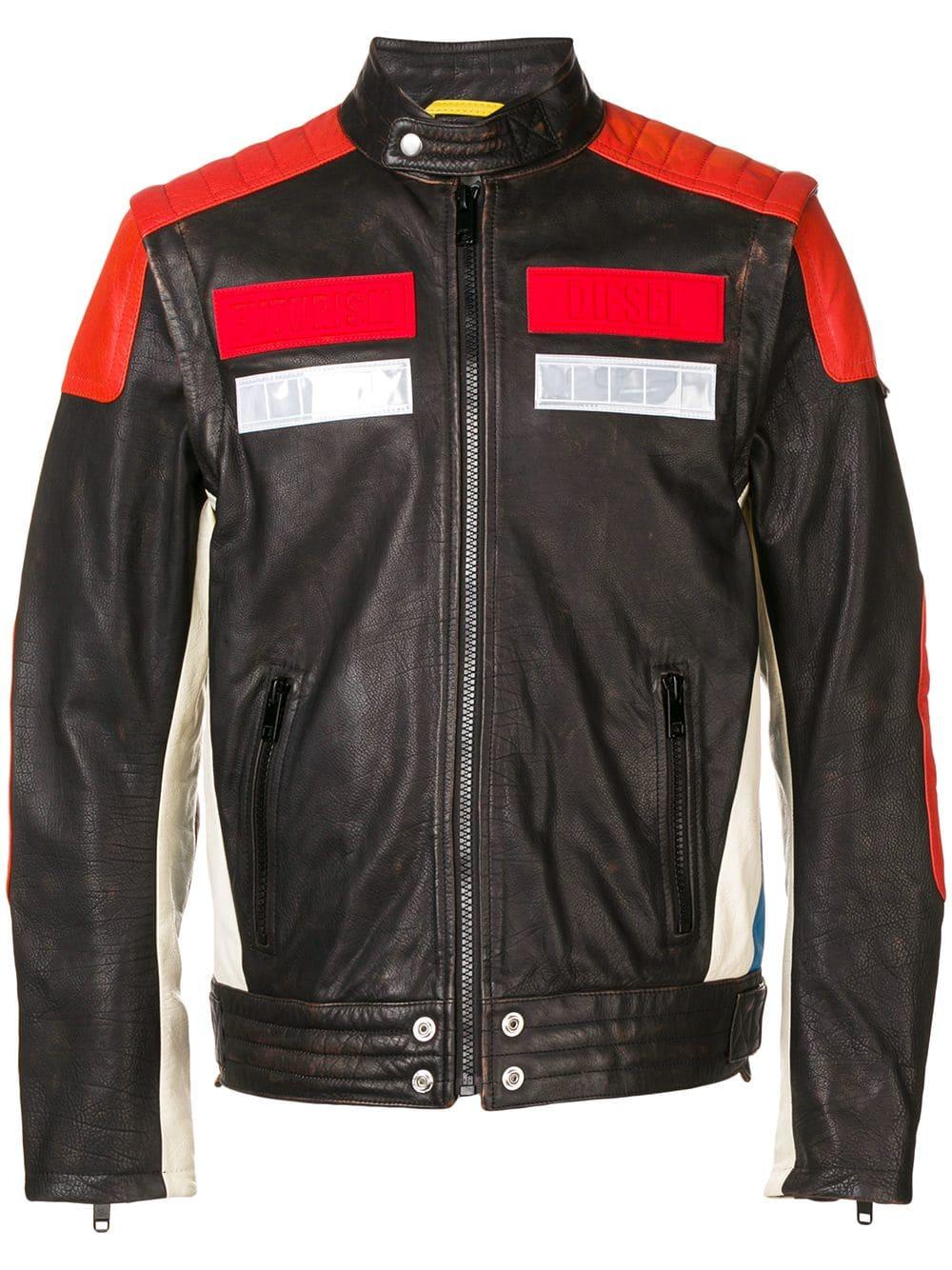 DIESEL Leather Removable Sleeves Biker Jacket in Brown for Men Lyst