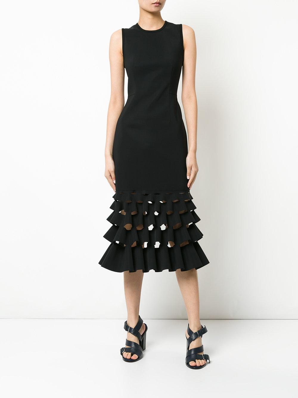 black ruffle shift dress
