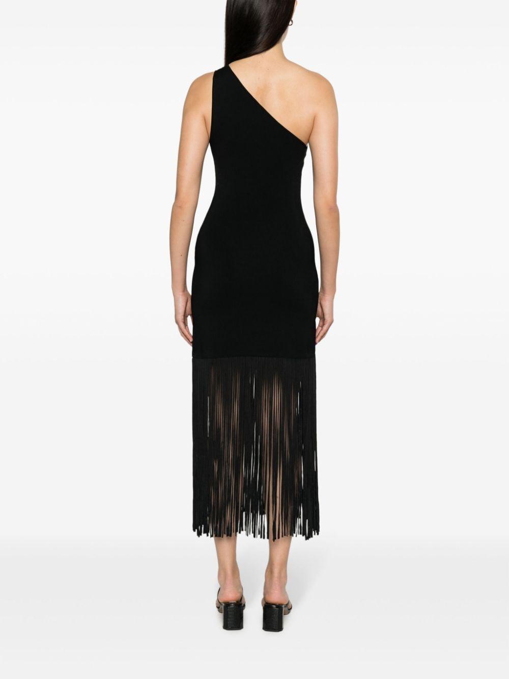sandro fringed midi dress Fringed knit midi dress in Black for Women