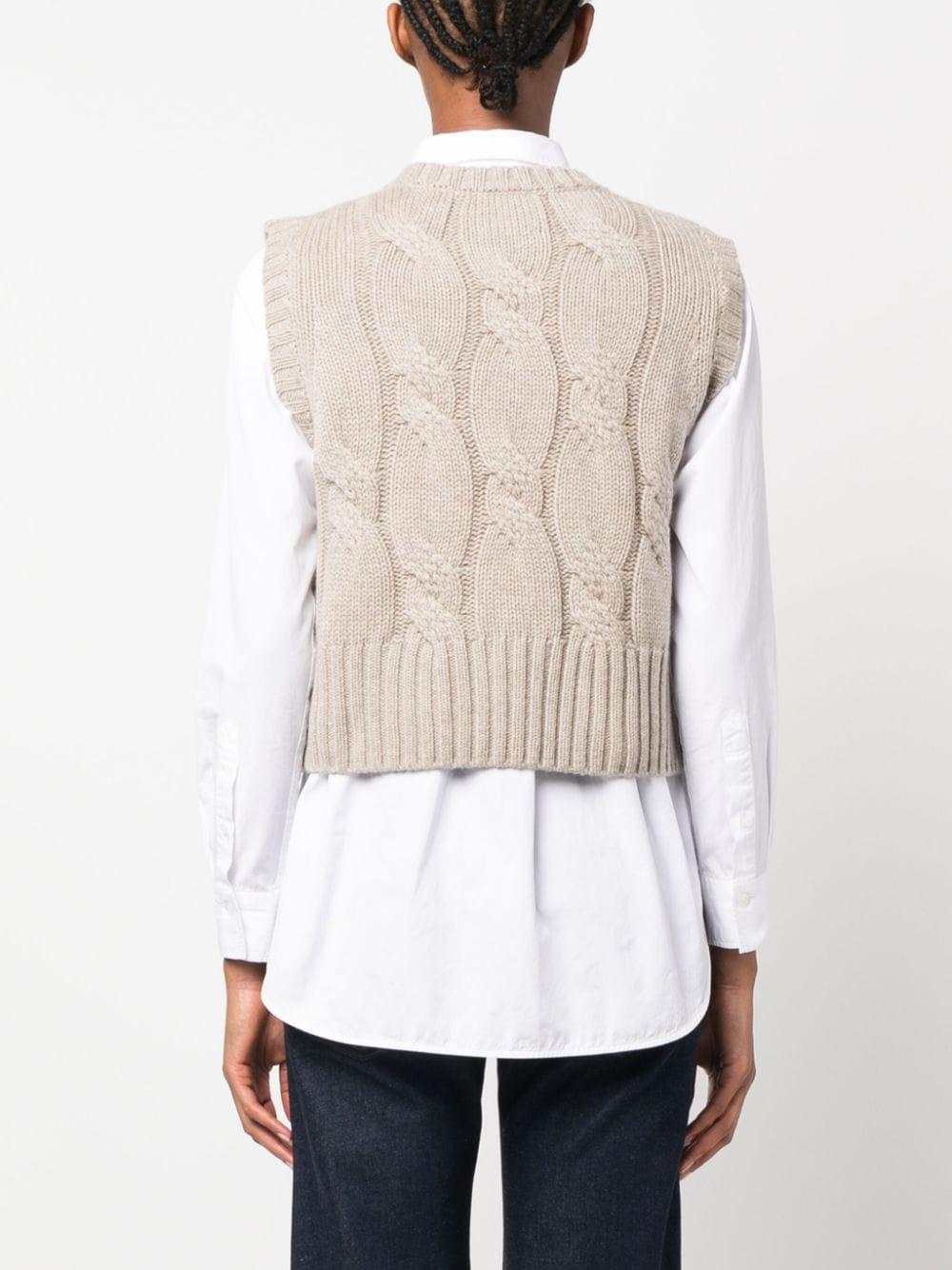Allude Cable-knit Cashmere Vest in Natural | Lyst UK