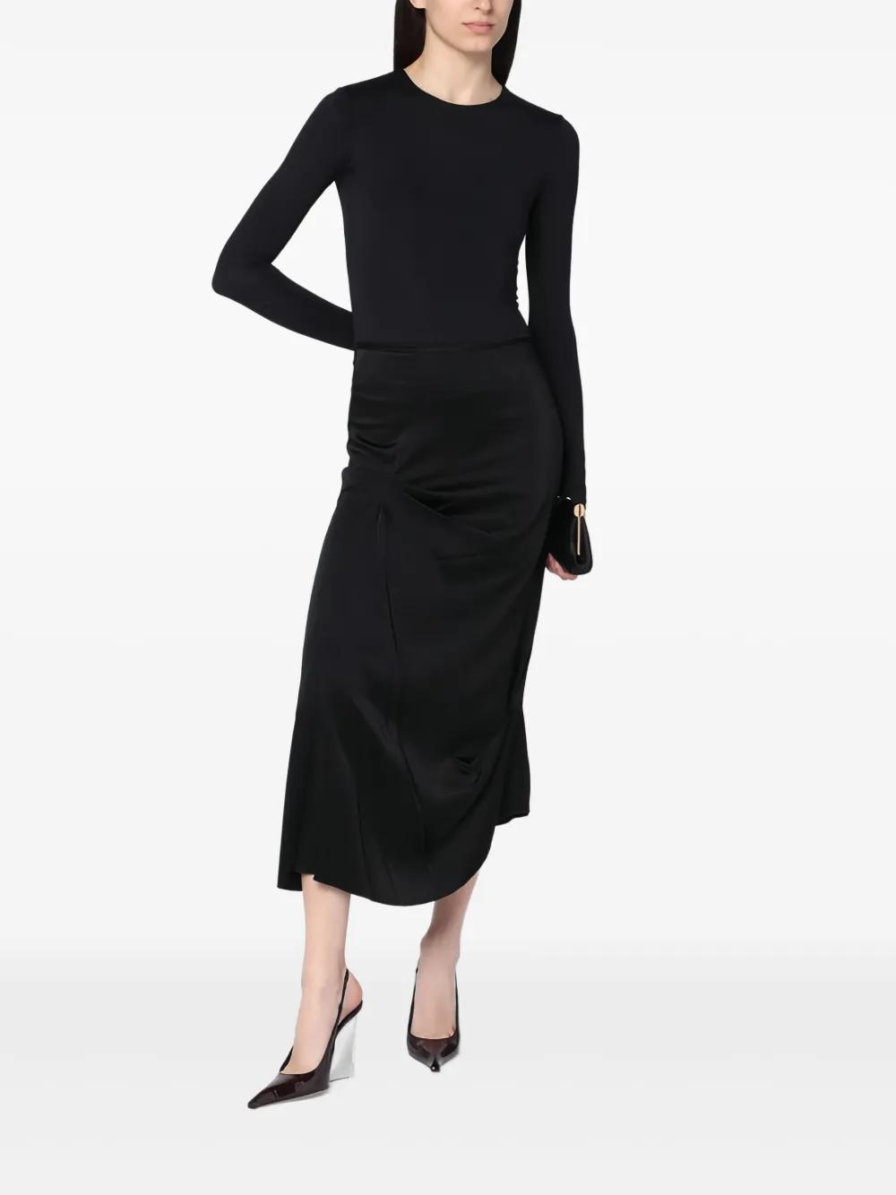 Victoria Beckham Draped Midi Skirt in Black | Lyst Canada