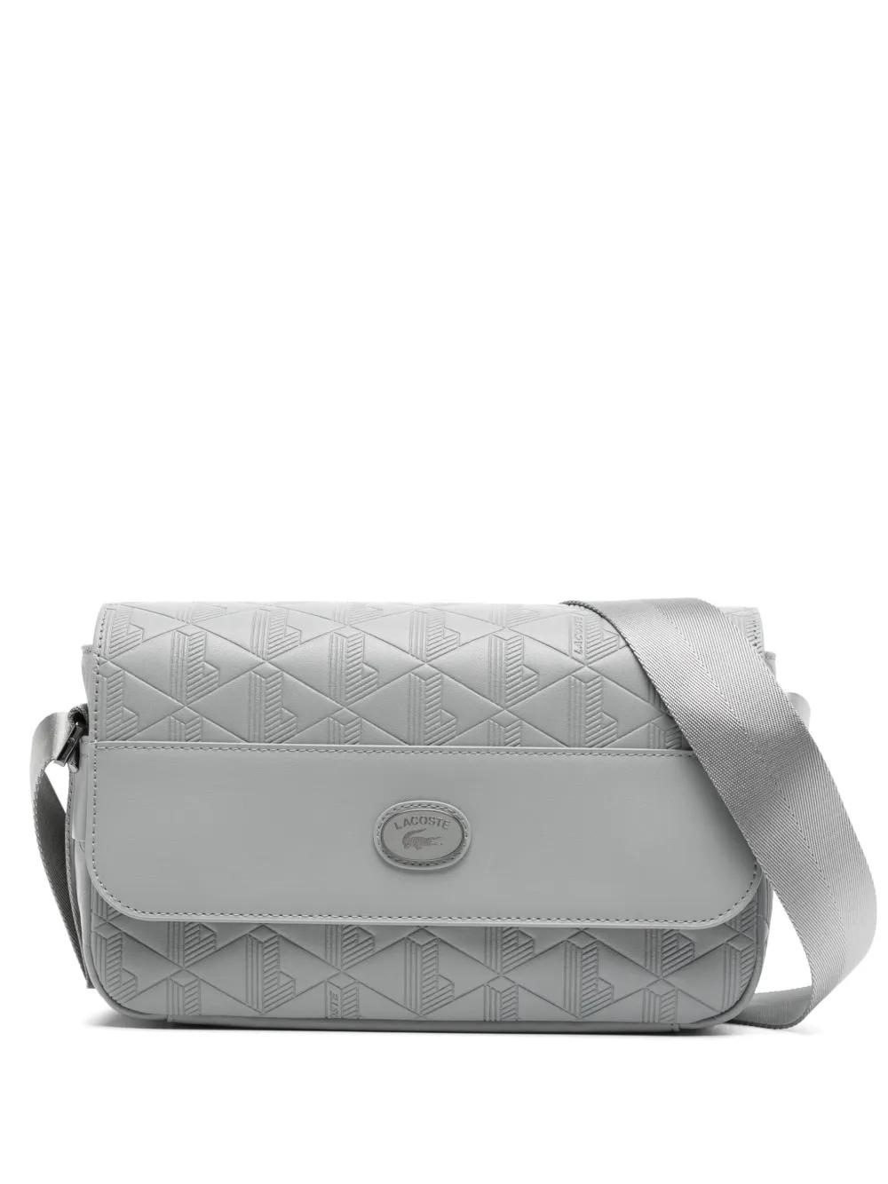 Lacoste Nomogramme Leather Flap Close Bag in Gray for Men | Lyst