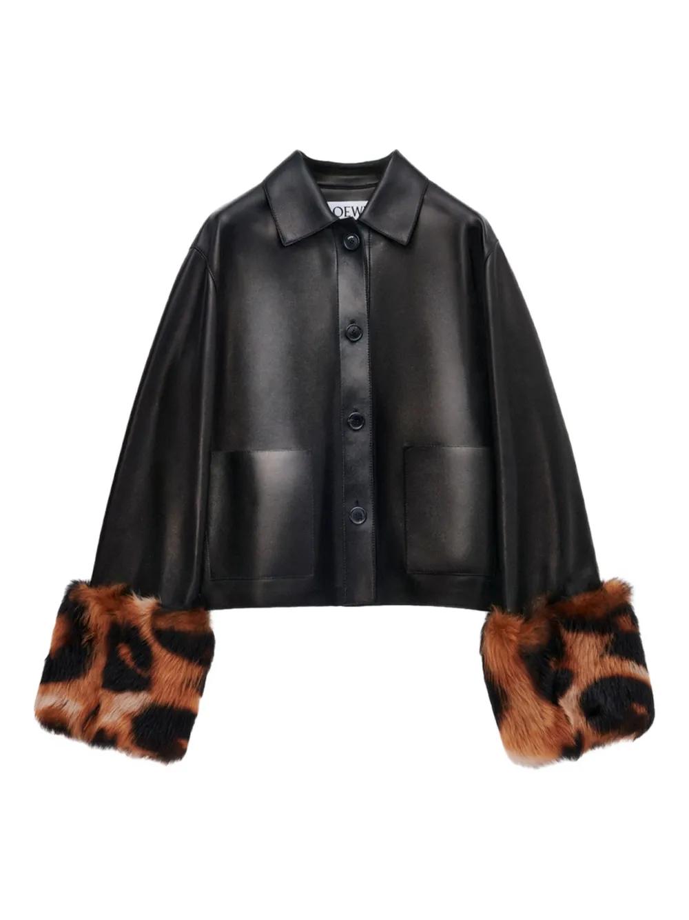 loewe-black-Fur-Trim-Leather-