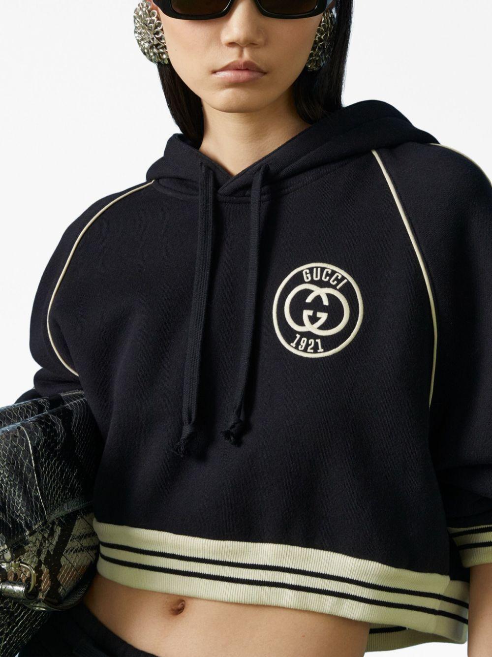Gucci Cropped Interlocking G Hoodie in Black Lyst UK
