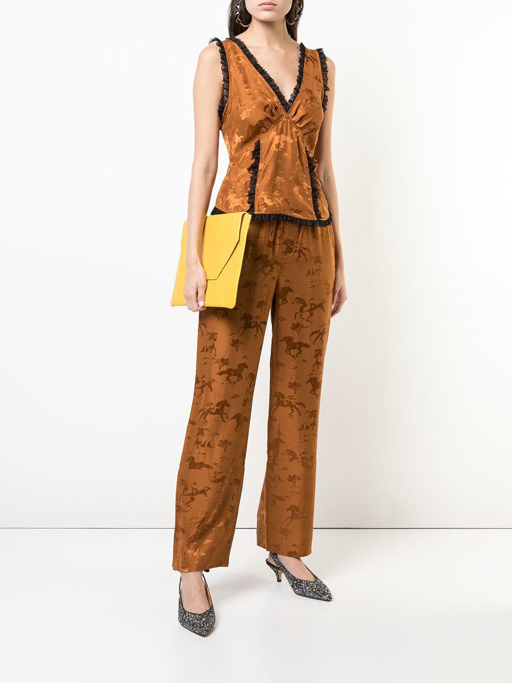 Ganni Silk Horse Print Pyjama Trousers 