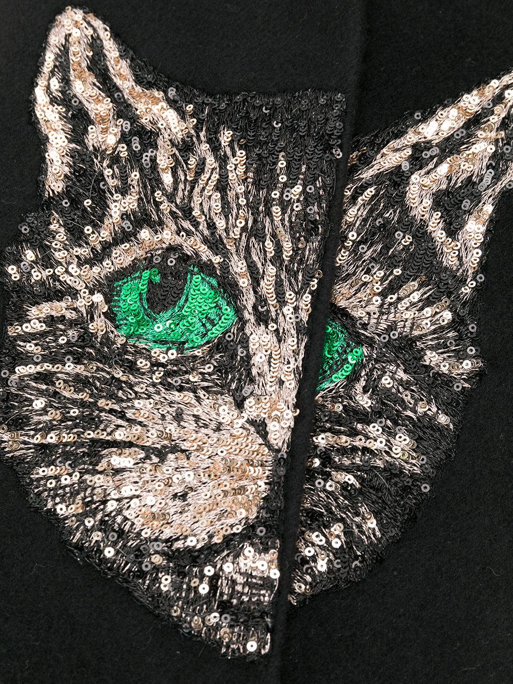 Gucci Silk Mystic Cat Embellished Scarf in Black - Lyst