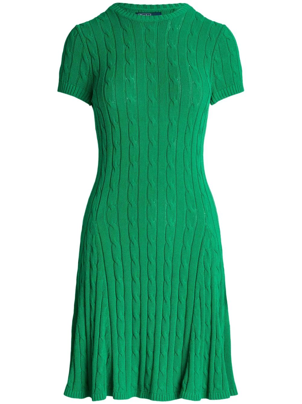 Polo Ralph Lauren Cable-Knit Mini Dress in Green | Lyst