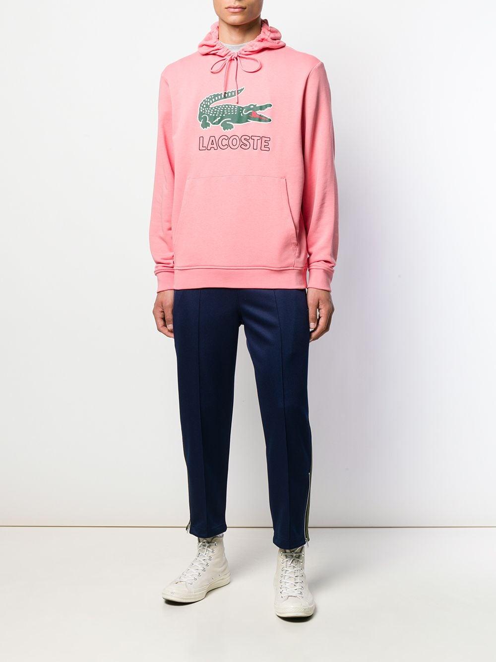 Lacoste Cotton Hoodie in Pink for Men - Lyst