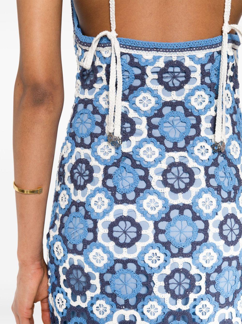 Maje Crochet-Overlay Halterneck Dress in Blue | Lyst