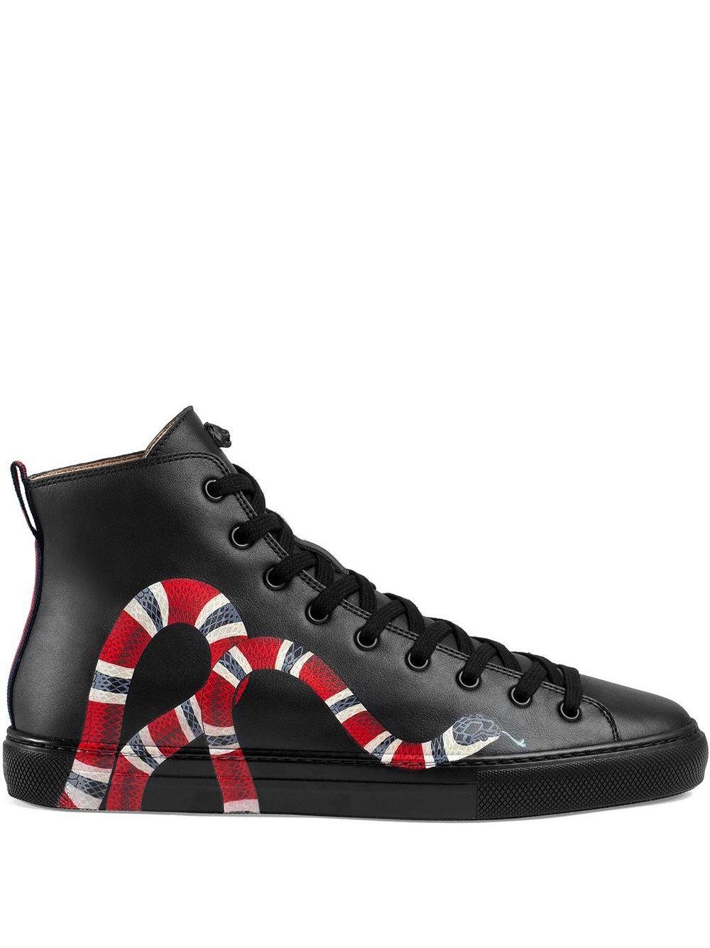 TVstation hurtig Adelaide Gucci Leather High-top With Snake in Black | Lyst