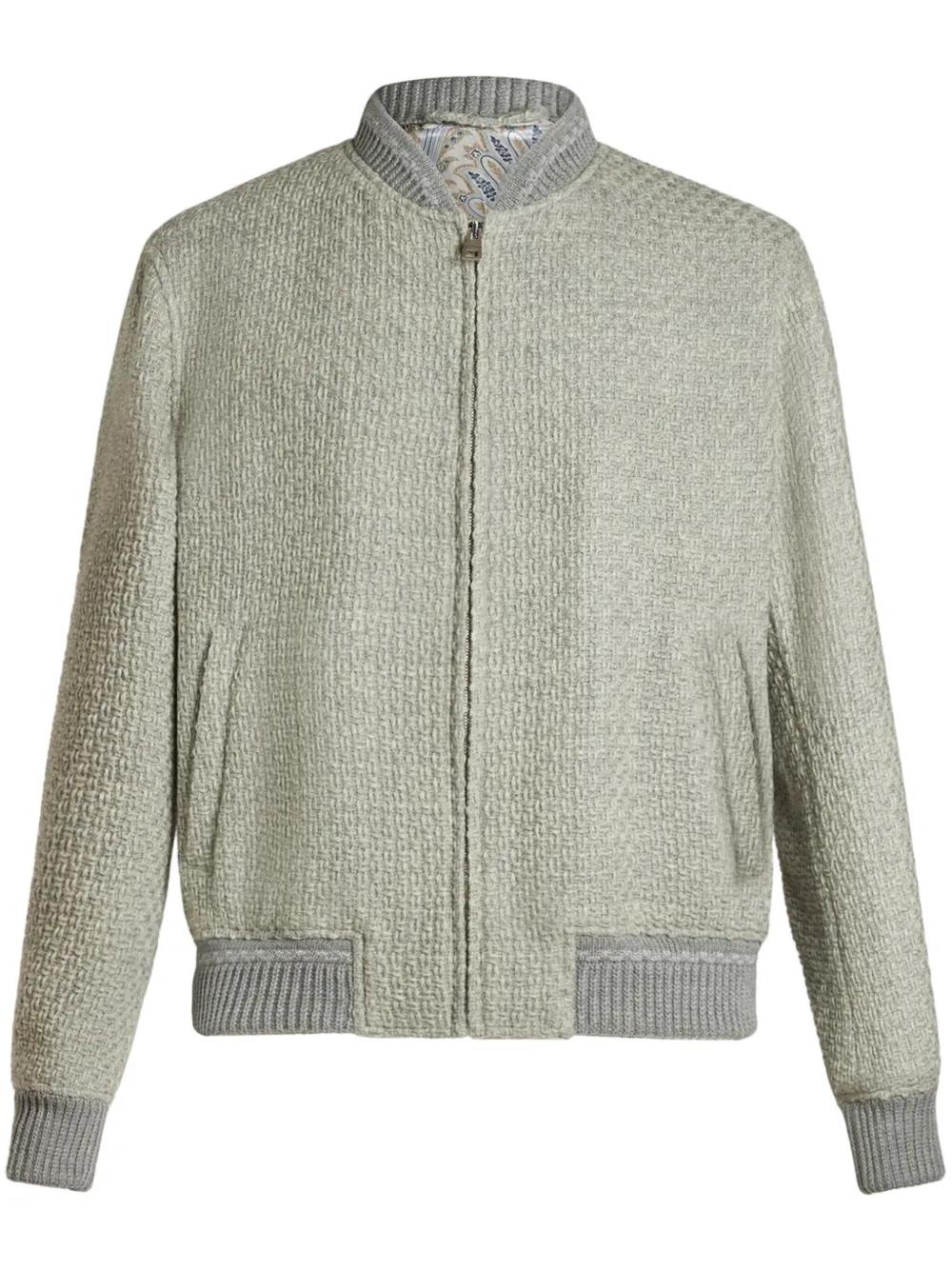 Etro Zip-Up Wool Bomber Jacket in Grey for Men Lyst UK
