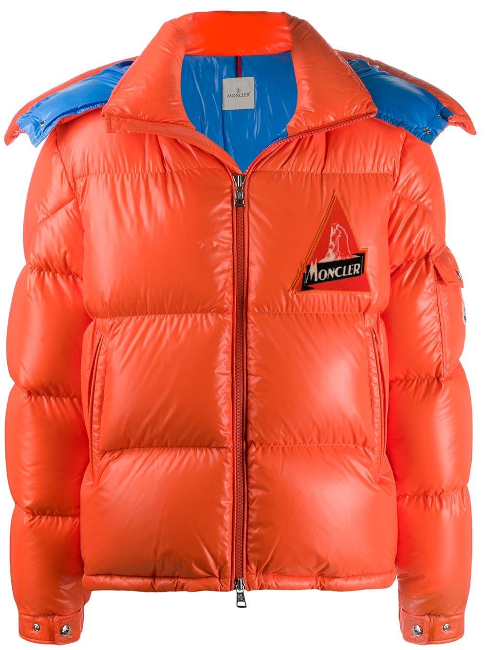 Moncler Logo Patch Puffer Jacket in Orange for Men | Lyst UK