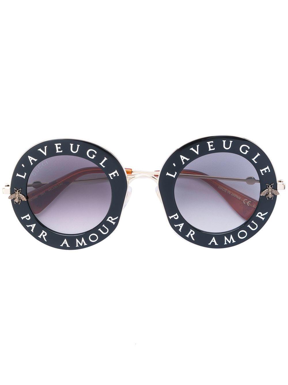 Gucci L'aveugle Par Amour Sunglasses in Black | Lyst