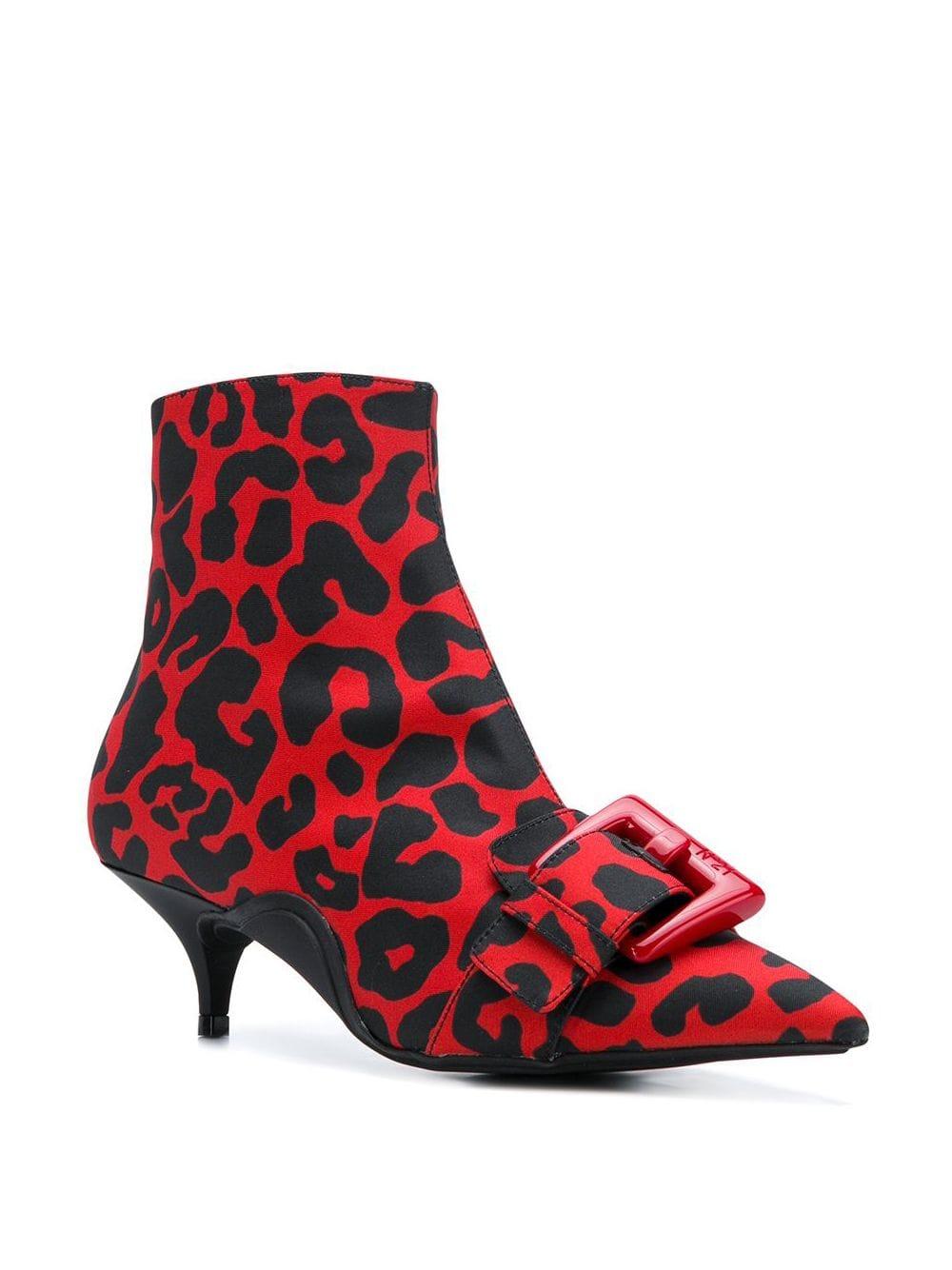 red leopard print ankle boots