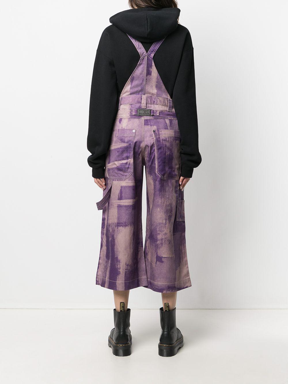 DIESEL Tie Dye Print Denim Dungarees in 