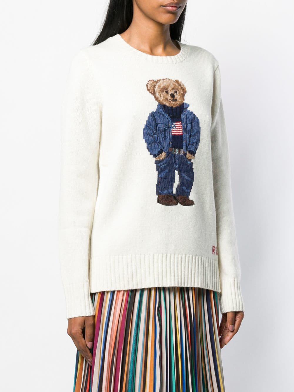 Polo Ralph Lauren Wool Teddy Bear Intarsia Sweater in Natural | Lyst Canada