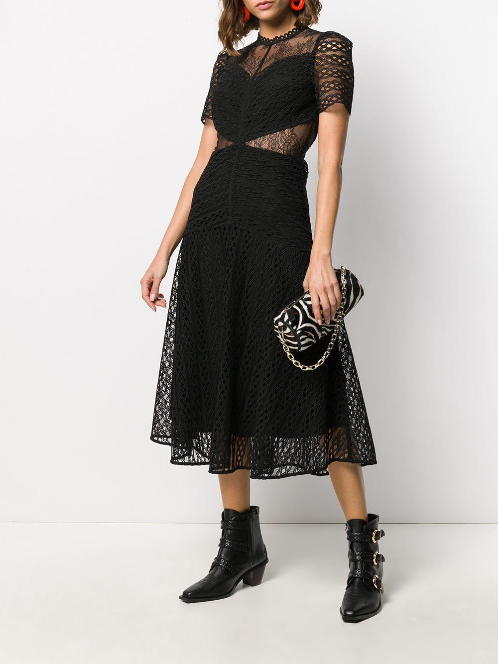 Sandro Sheer Panel Lace Midi Dress in Black | Lyst