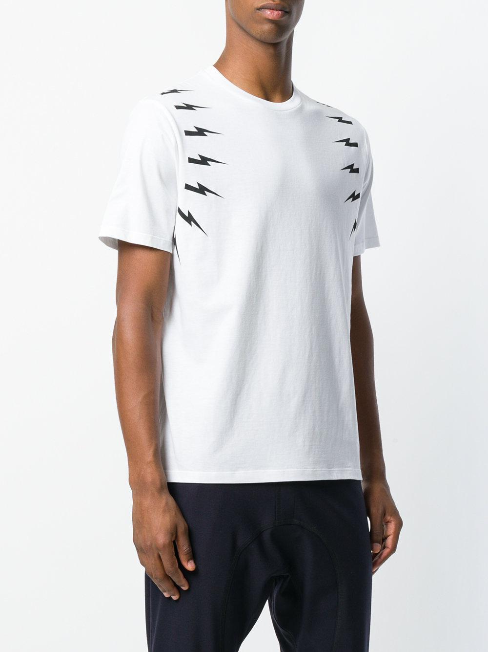 Neil Barrett Lightning Bolt T-shirt in White for Men - Lyst