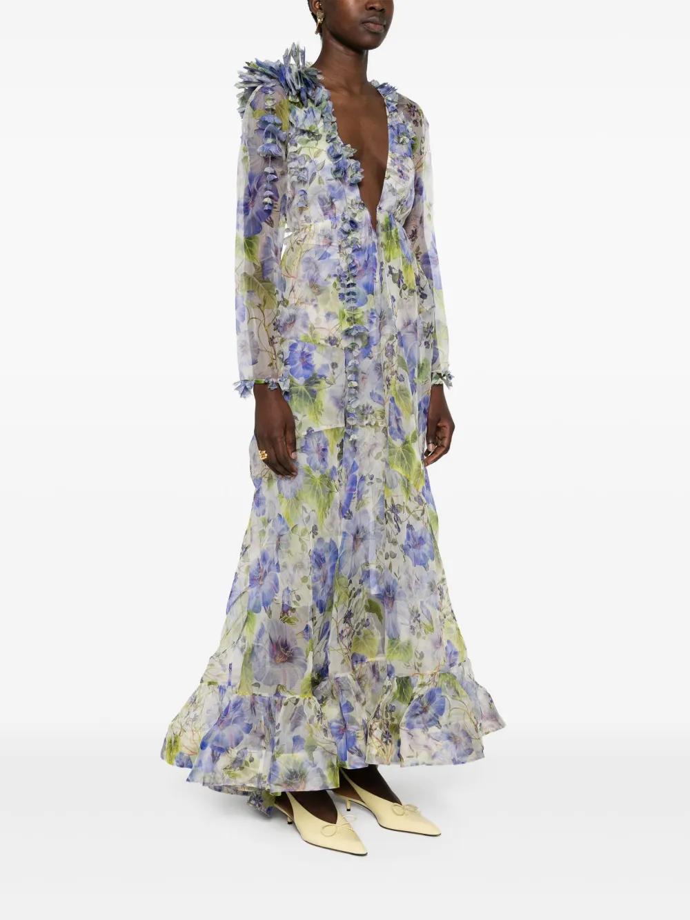 【Zimmermann】NATURA SHEATH DRESS ボタニカル マキシドレス Zimmermann Natura Sheath tie-neck maxi dress Zimmermann