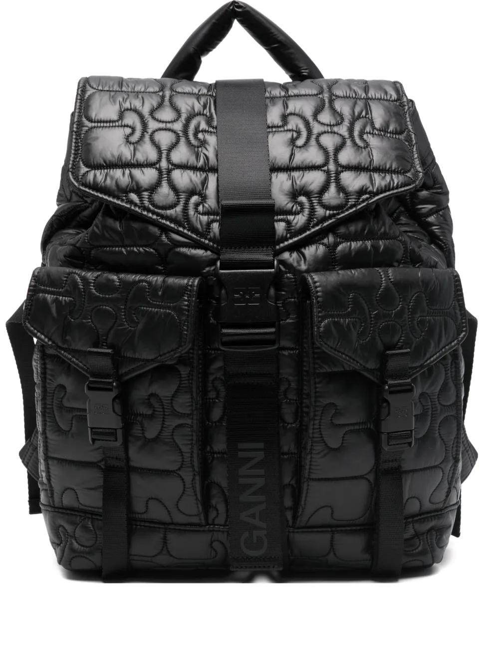 ganni-black-Quilted-Buckle-