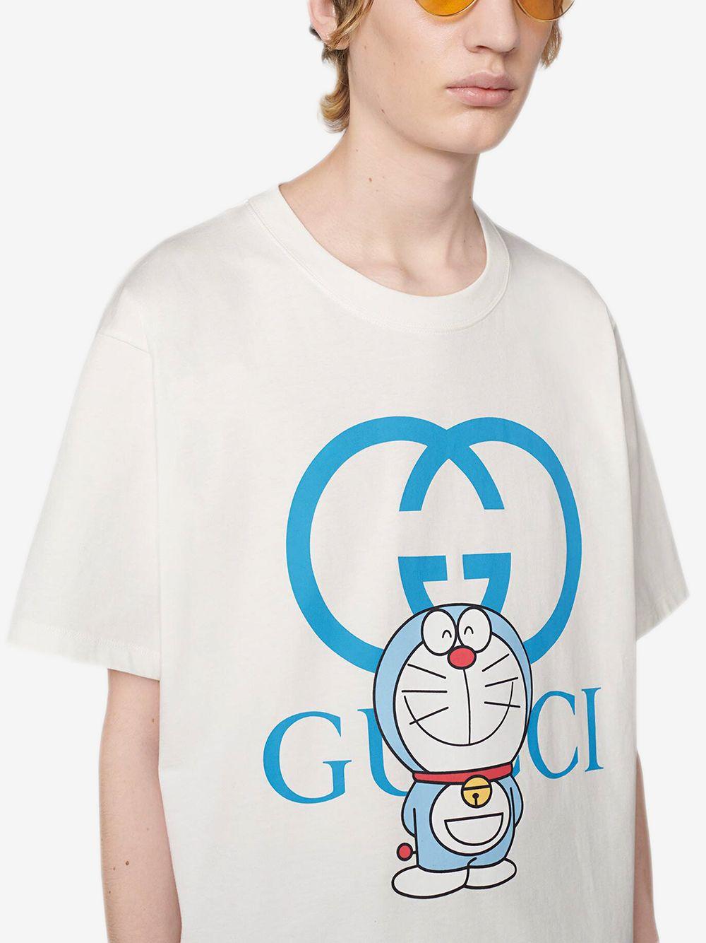 Gucci X Doraemon Oversize Logo T-shirt in White for Men | Lyst