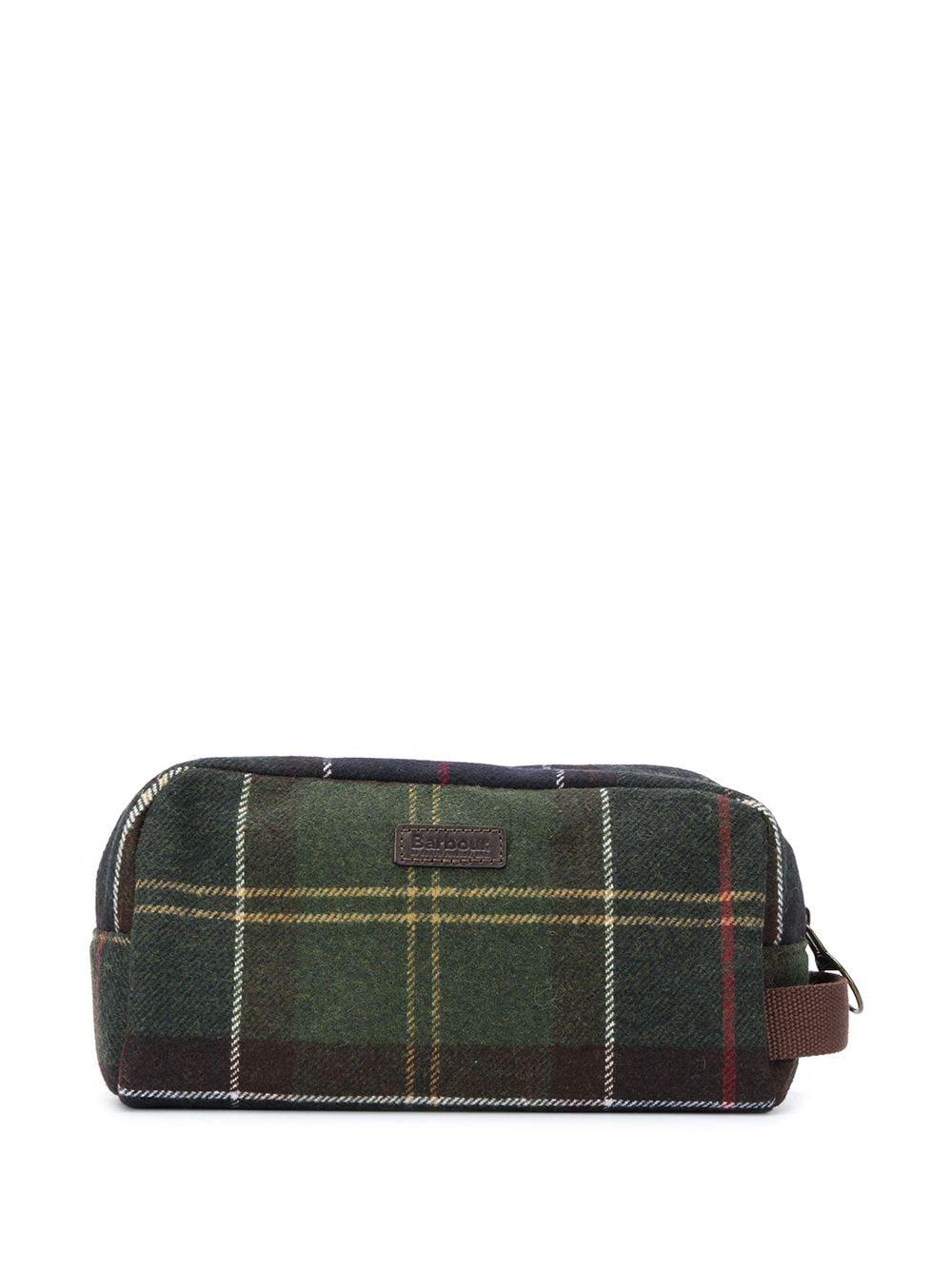Barbour Check Pattern Wash Bag in Green for Men | Lyst