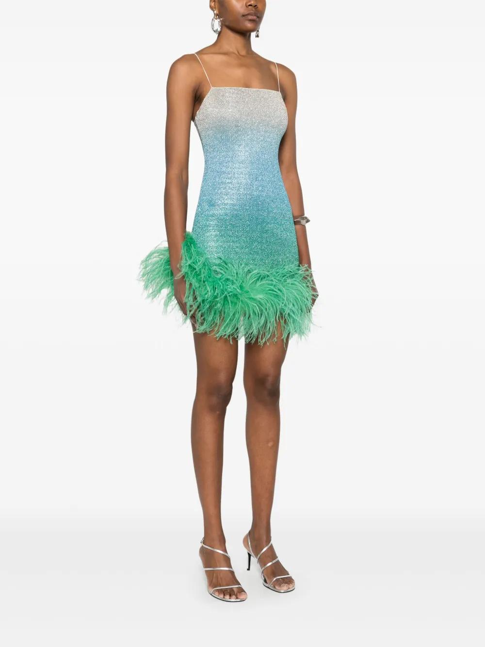 oseree green feather dress Shiny Stripes Plumage Dress main image 0