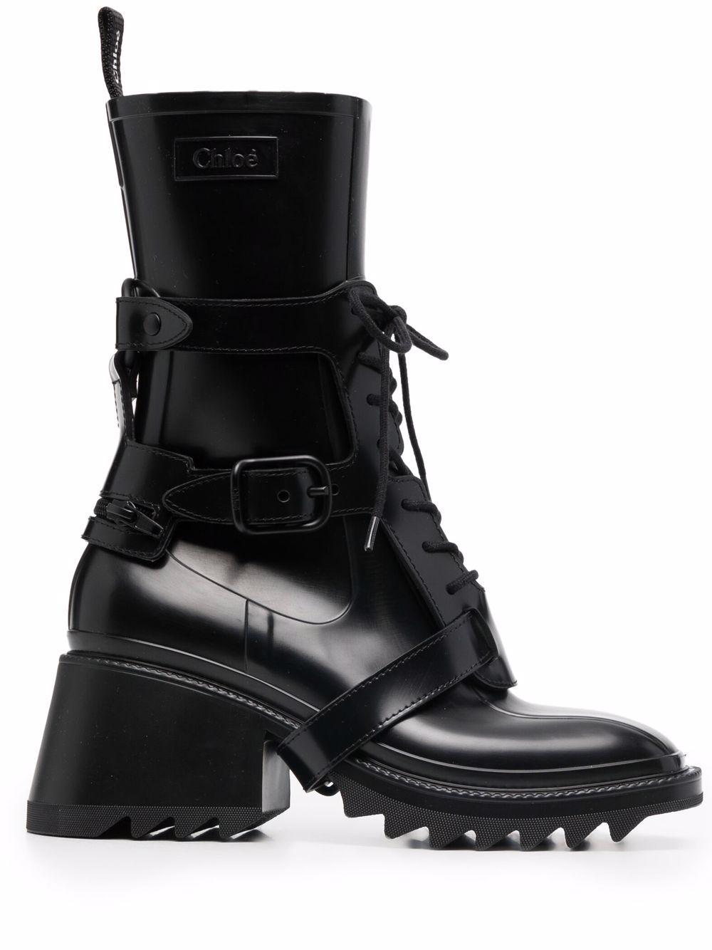 Chloé Betty Harnessed Rain Boots in Black | Lyst