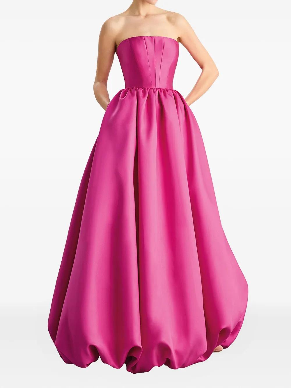 vera wang evening dresses sale Dusty Blue Long A-line Sweetheart Off-the-Shoulder Puff Sleeve Evening Dress with Front Split main image 1