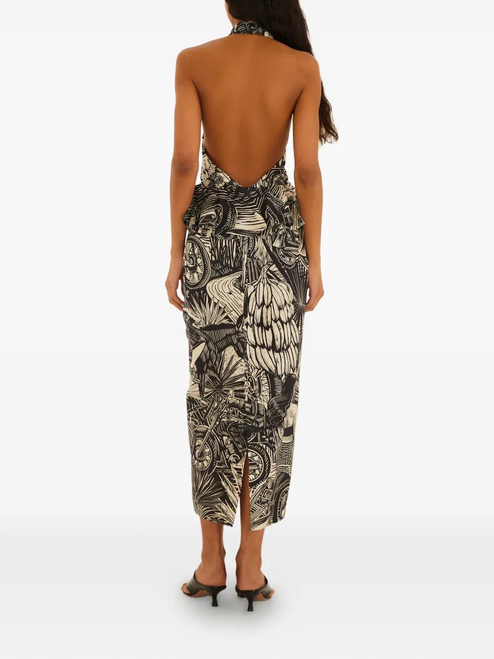 farm rio abstract maxi dress FARM RIO Red-Orange Multi-Color Abstract Floral Maxi Length Dress ReturnStyle