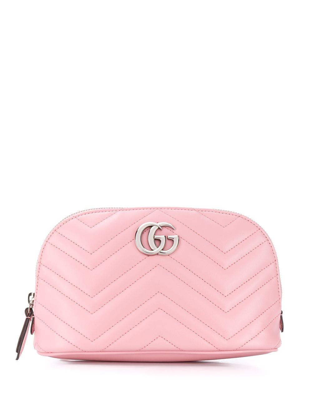 gucci gg marmont leather cosmetics case pink